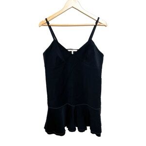 Victoria Beckham black wool blend ruffle trim mini dress early collection US 6